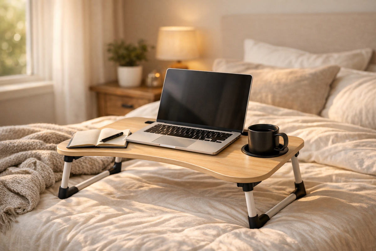 Laptoptisch Betttisch 60x40 cm Weiß Ahorn | Schnäppchenmarkt Raum Ingolstadt
