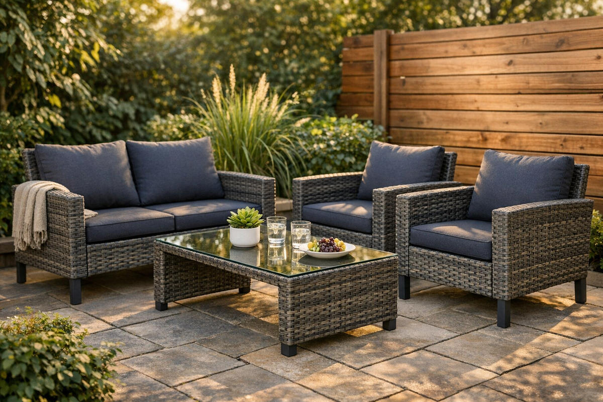 Sitzgruppe Gartenmöbel 4 Personen grau | Schnäppchenmarkt Ingolstadt