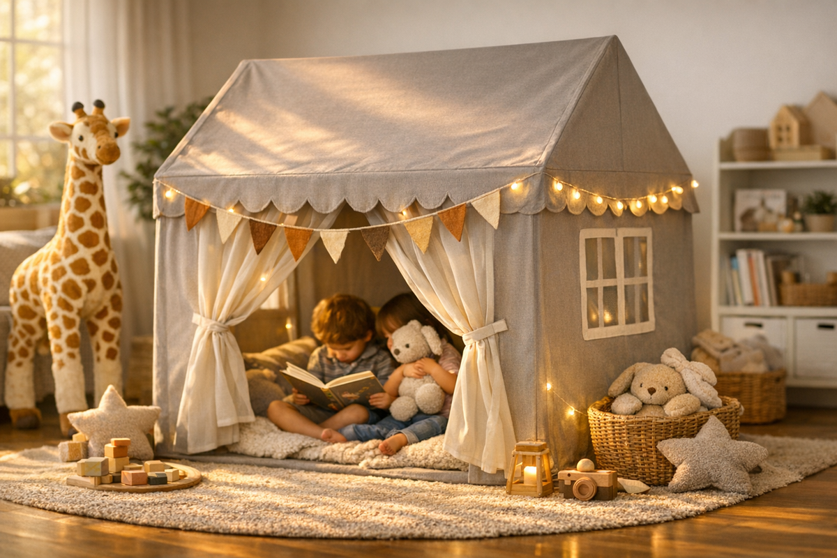 Kinderzelt Spielhaus groß grau beige | Schnäppchenmarkt Raum Ingolstadt