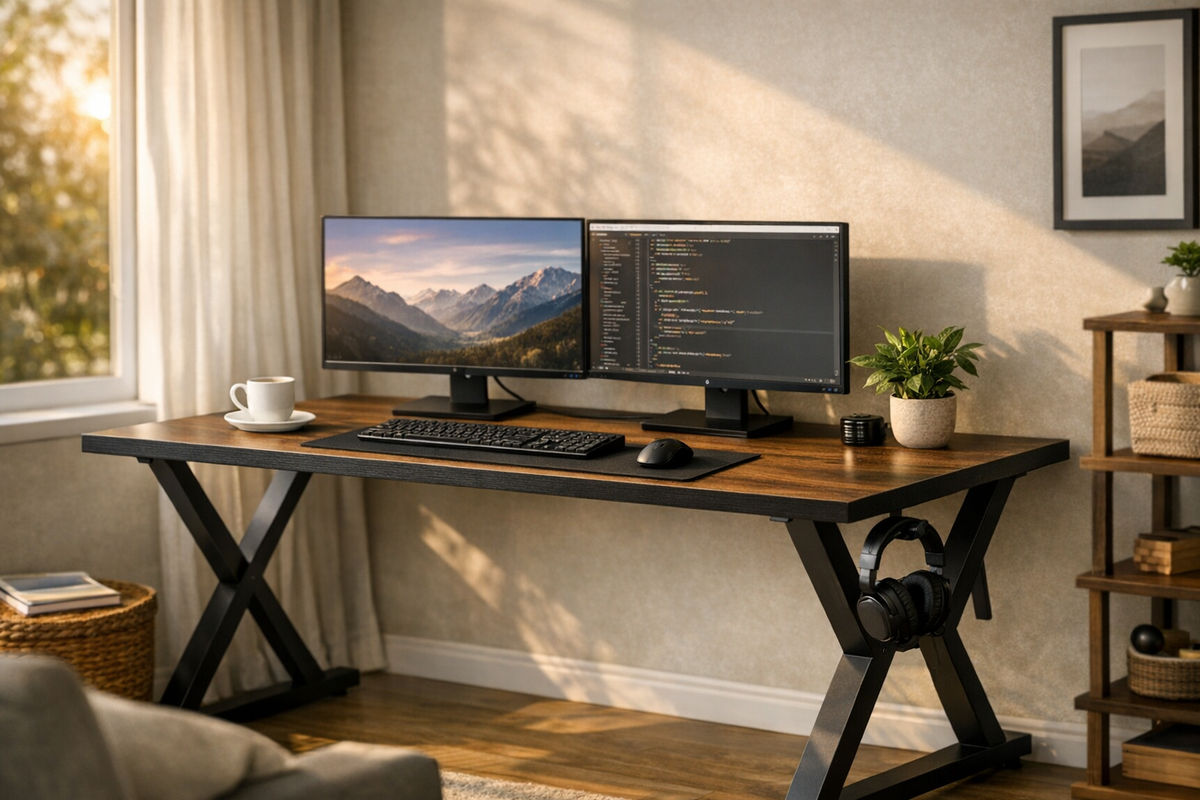Computertisch Schreibtisch 140 cm Schwarz Hellbraun | Schnäppchenmarkt Raum Ingolstadt