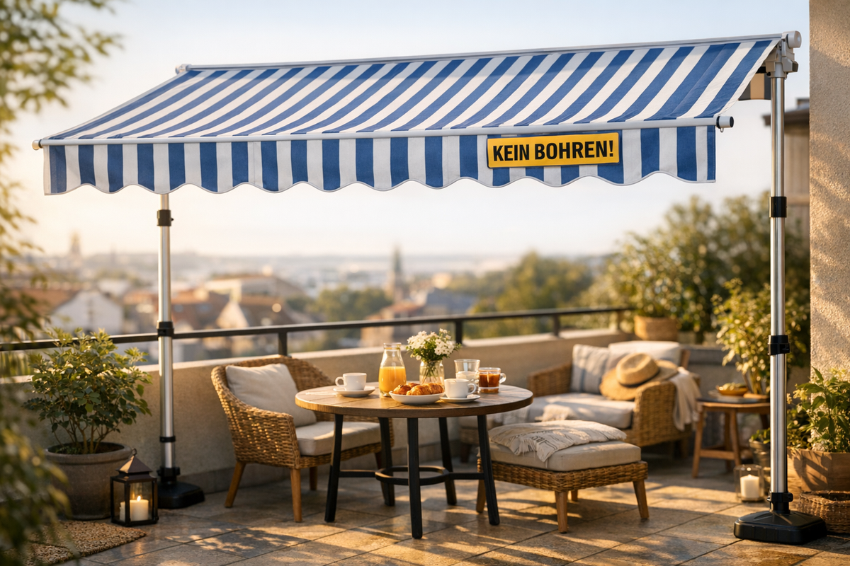 Markise Sonnenschutz 400 cm blau-weiß | Schnäppchenmarkt Raum Ingolstadt