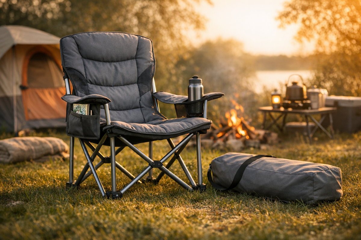 Campingstuhl gepolstert grau | Schnäppchenmarkt Raum Ingolstadt