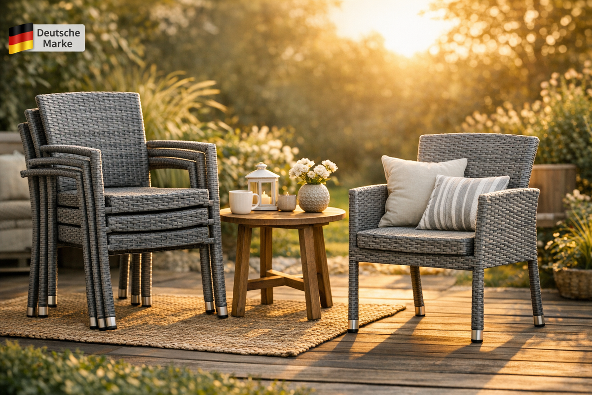 Gartenstuhl Set stapelbar grau meliert | Schnäppchenmarkt Raum Ingolstadt