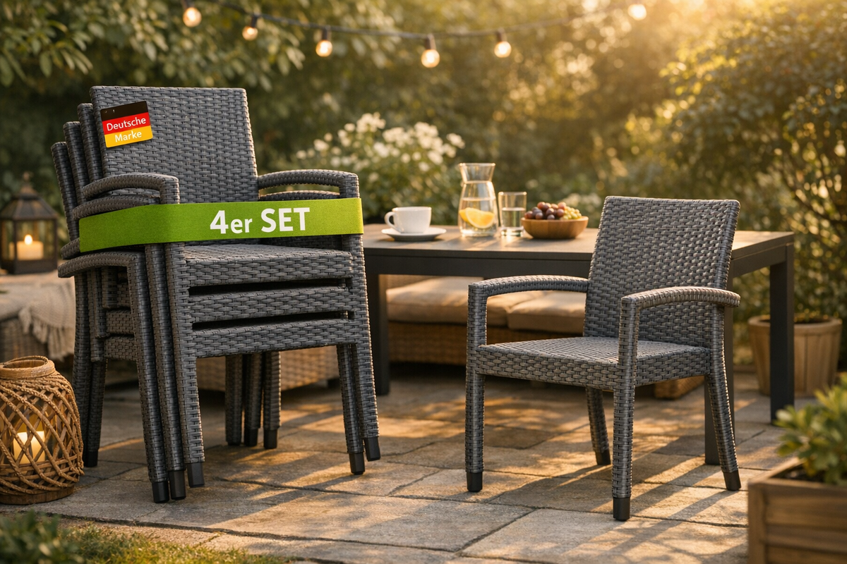 Gartenstuhl Set, grau meliert schwarz | Schnäppchenmarkt Raum Ingolstadt