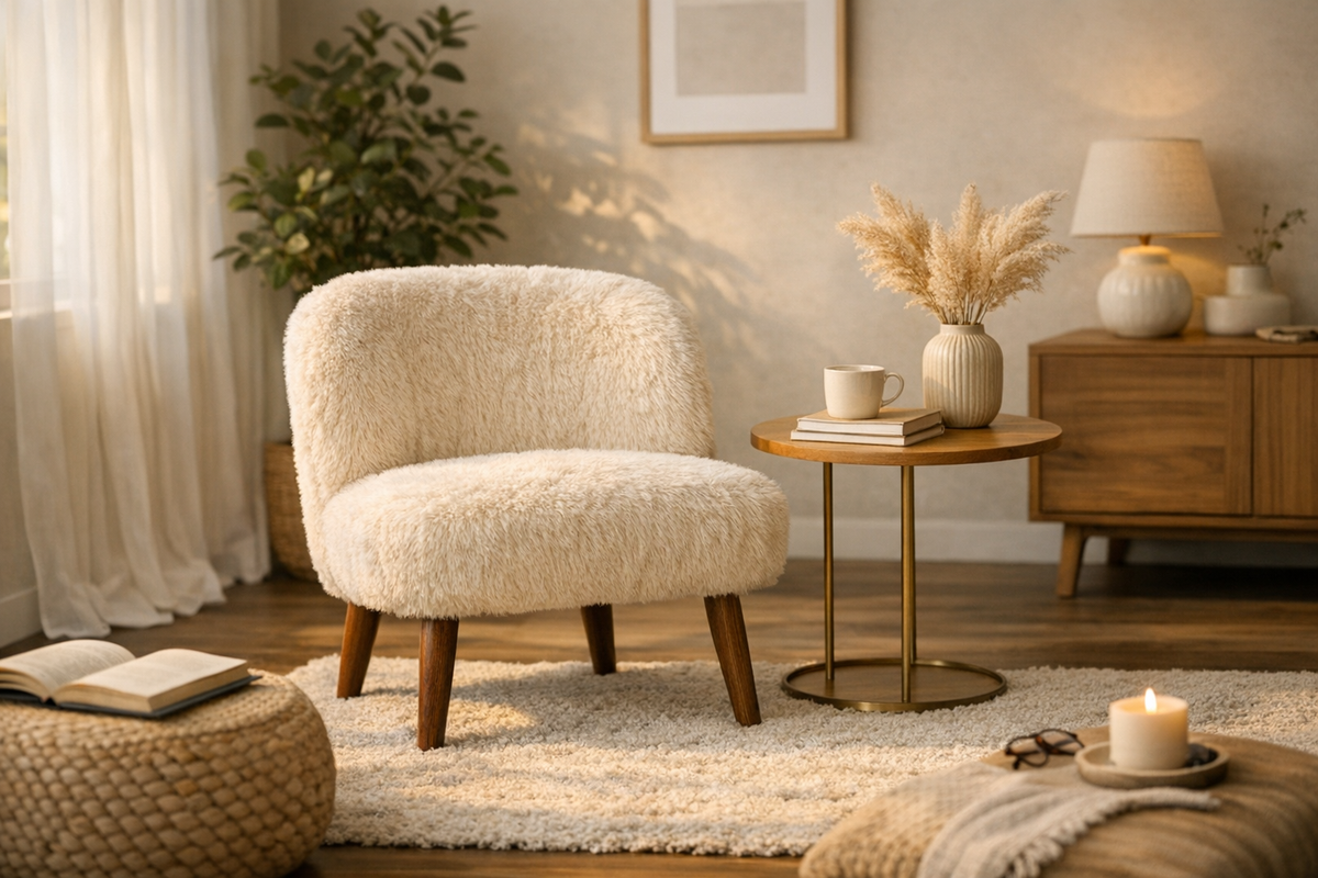 Polsterstuhl Sessel Kunstfell Beige | Schnäppchenmarkt Raum Ingolstadt