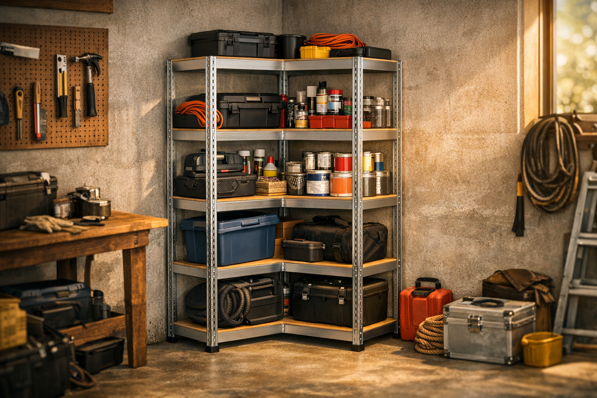 Eckregal 320kg Regal 4 Böden MDF | Schnäppchenmarkt Raum Ingolstadt