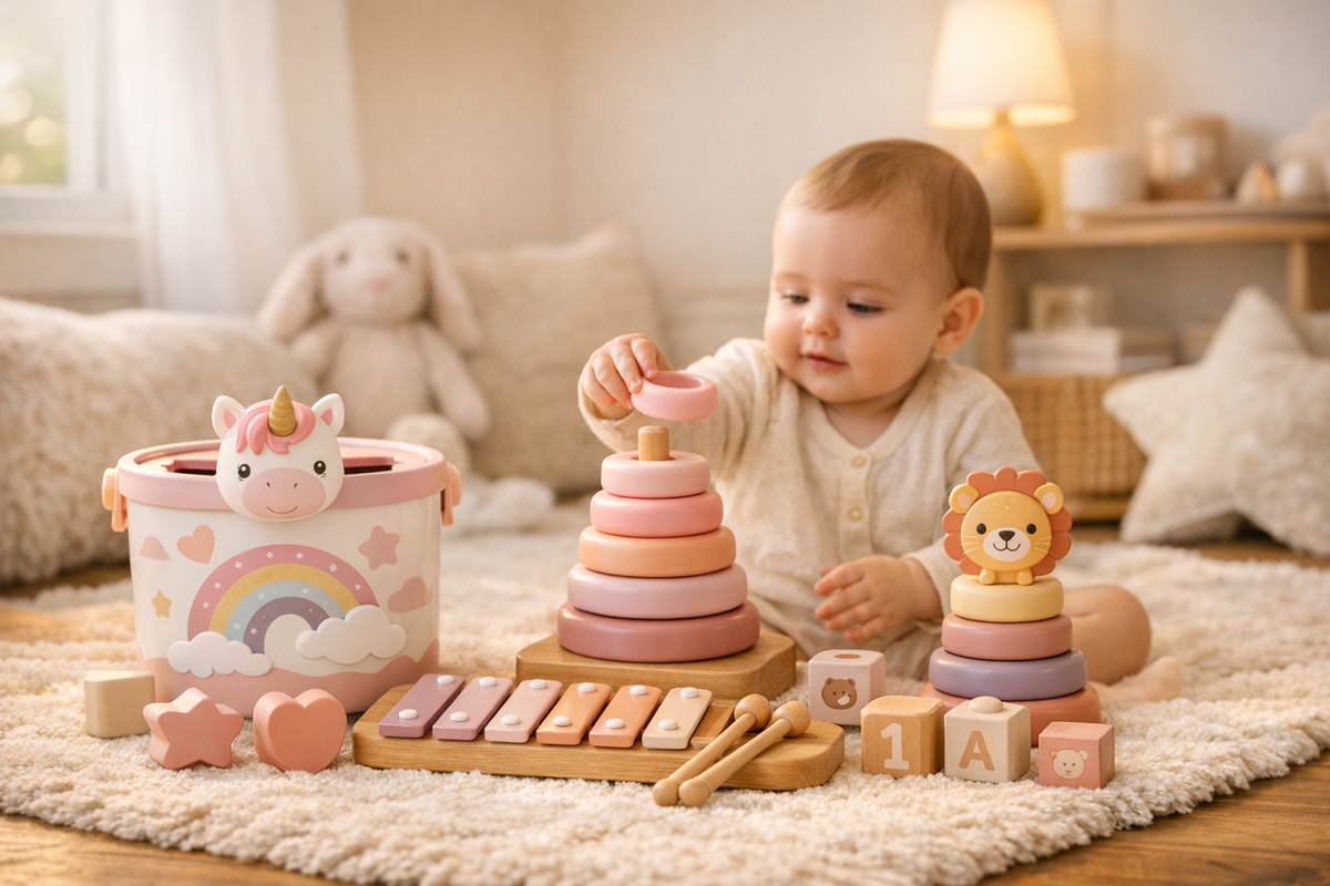 Montessori Motorikspielzeug 5-in-1 pink | Schnäppchenmarkt Raum Ingolstadt