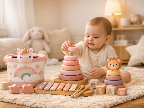 Montessori Motorikspielzeug 5-in-1 pink | Schnäppchenmarkt Raum Ingolstadt
