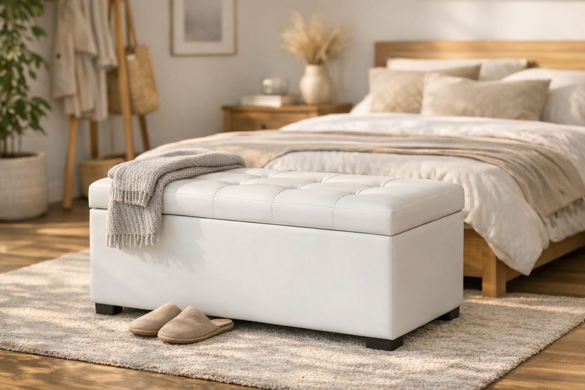 Fußhocker Sitzbank 38x76x38 cm weiß | Schnäppchenmarkt Raum Ingolstadt