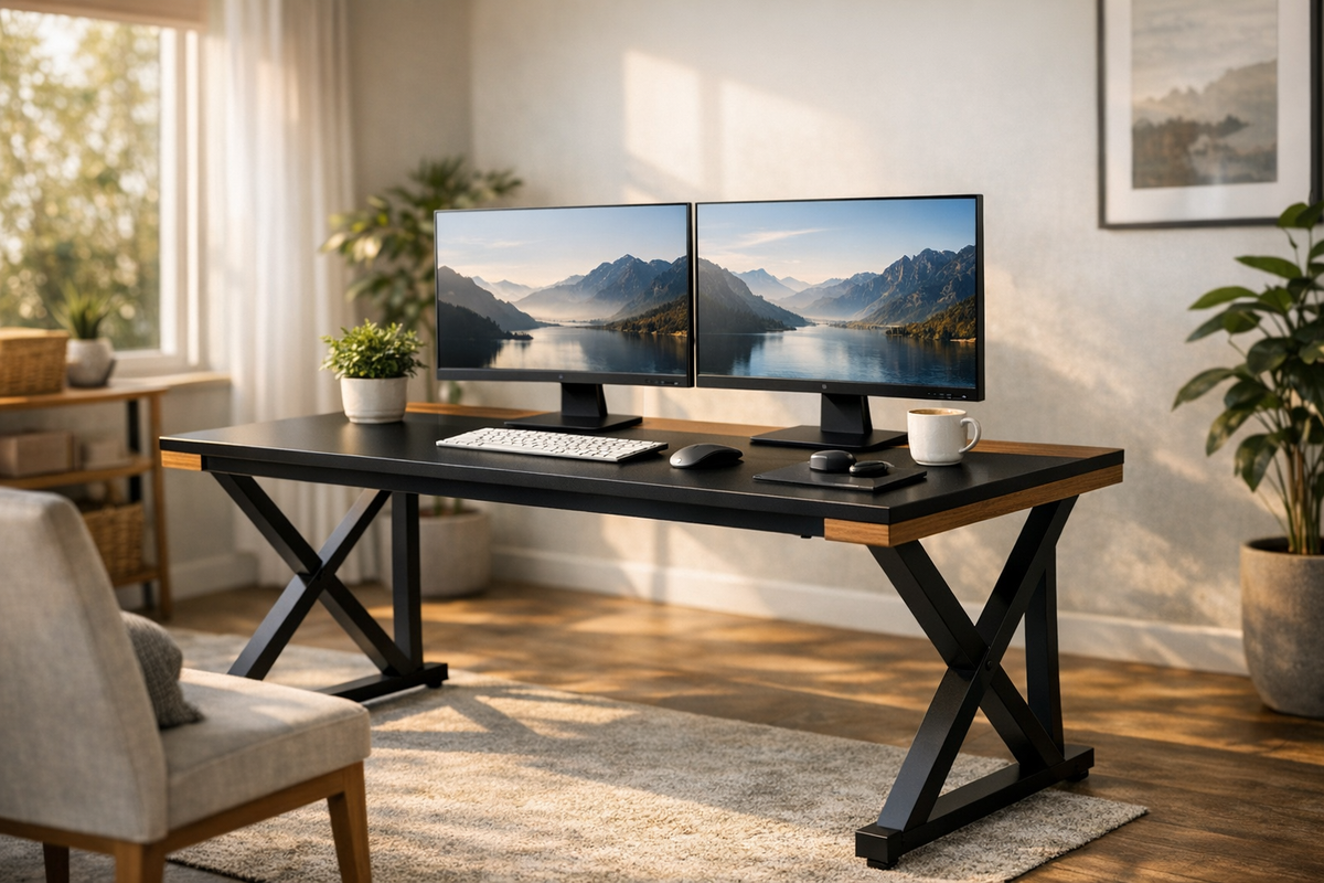 Schreibtisch Computertisch 140 cm schwarz hellbraun | Schnäppchenmarkt Raum Ingolstadt