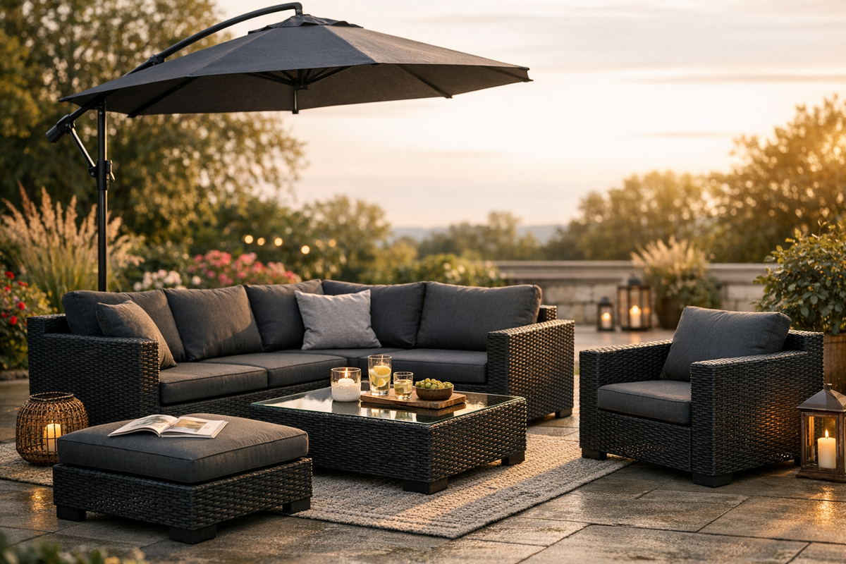 Lounge Set Gartenmöbel Sitzgruppe schwarz dunkelgrau | Schnäppchenmarkt Raum Ingolstadt