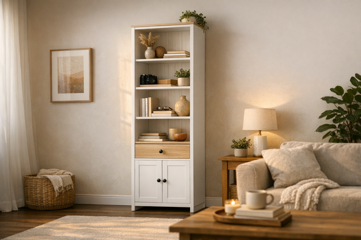 Bücherregal Schrank 5 Ebenen weiß braun | Schnäppchenmarkt Raum Ingolstadt