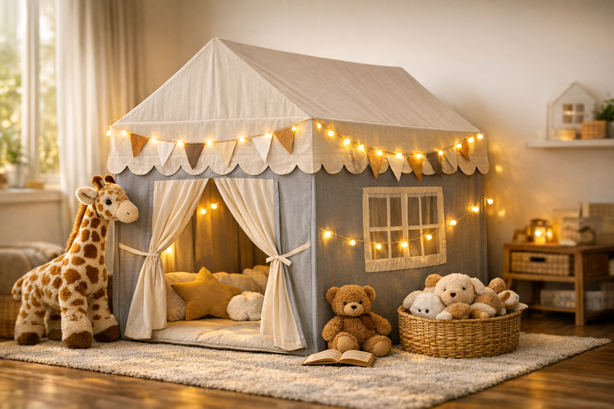 Kinderzelt Spielhaus groß grau beige | Schnäppchenmarkt Ingolstadt
