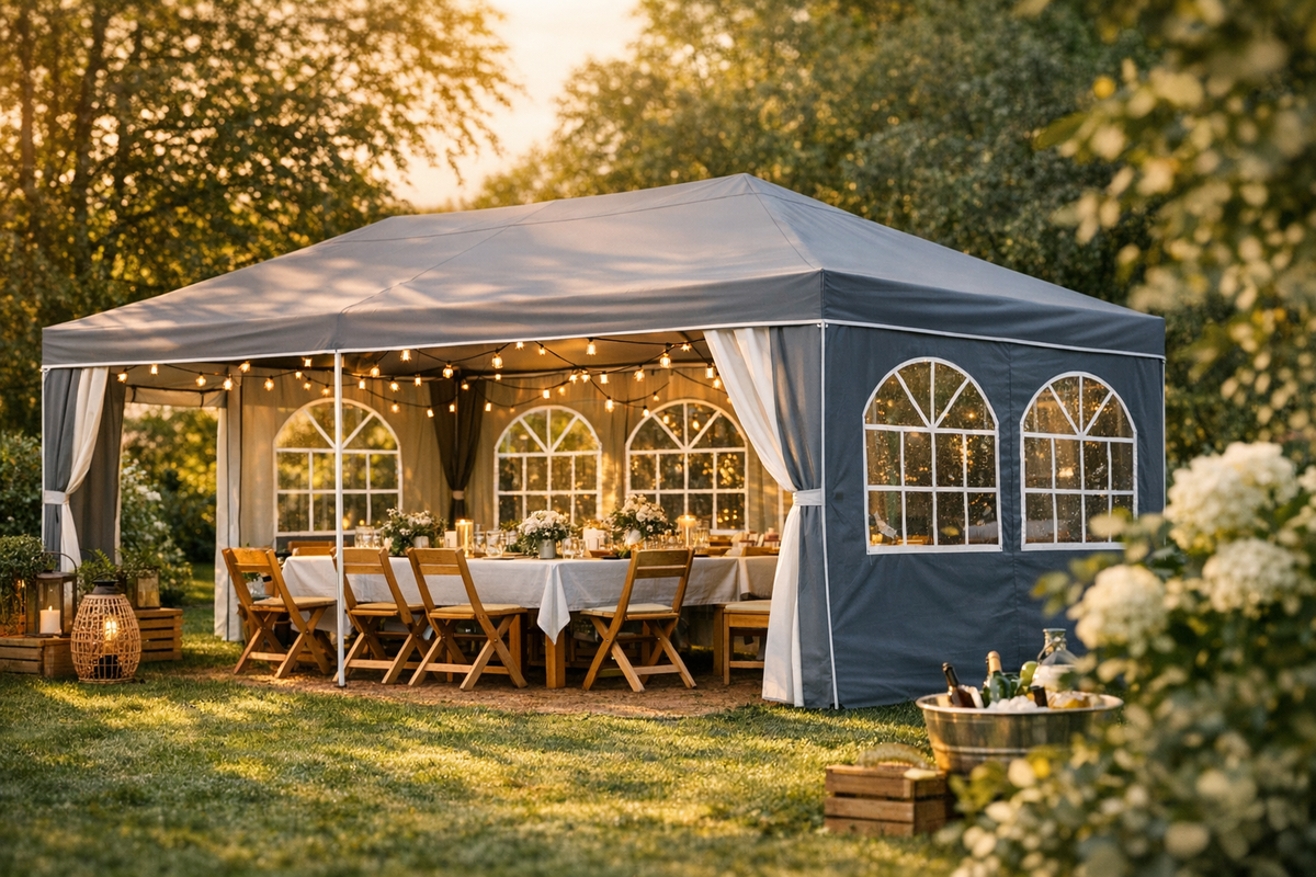 Partyzelt Festzelt Pavillon grau weiß | Schnäppchenmarkt Raum Ingolstadt