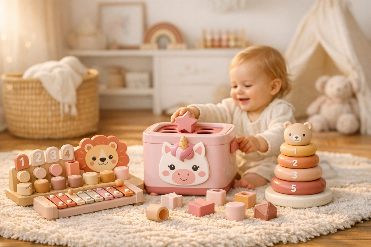 Montessori 5-in-1 Motorikspielzeug Pink | Schnäppchenmarkt Raum Ingolstadt