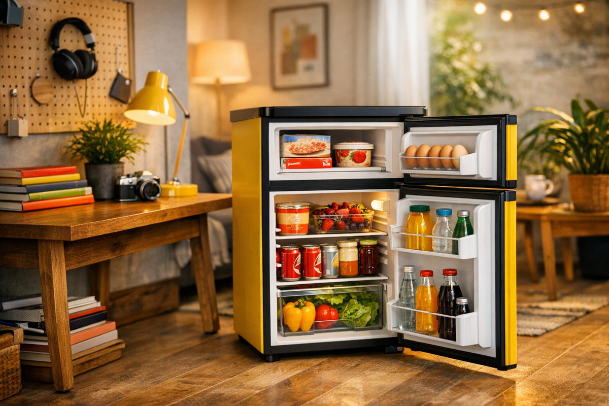 Kühlschrank Minibar 60L gelb schwarz | Schnäppchenmarkt Raum Ingolstadt
